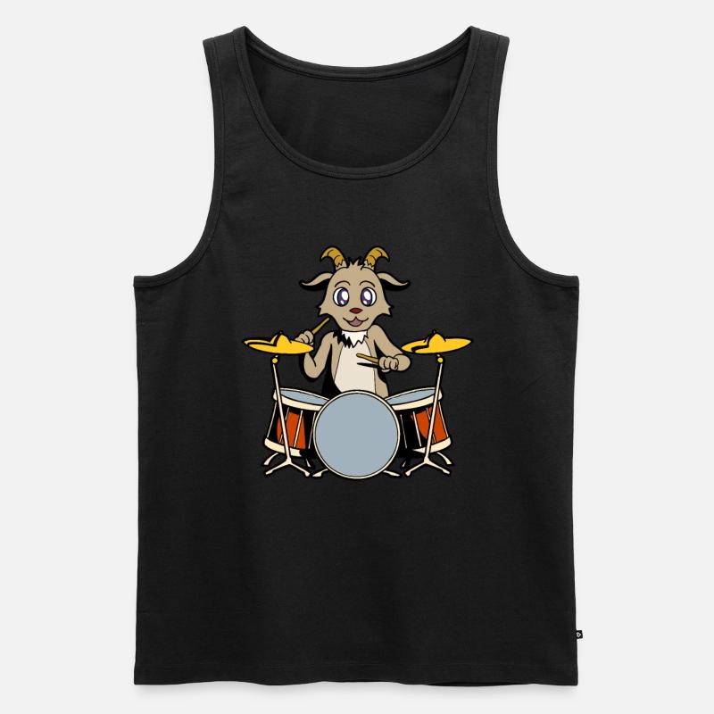Comic Goat Drummer - Men's Premium Organic Tank Top - black