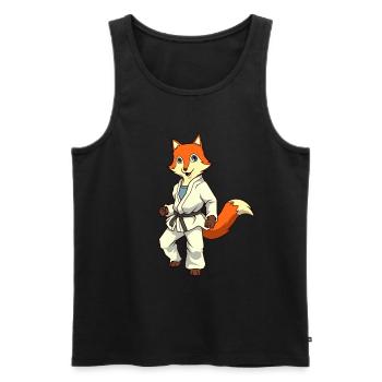 Comic Fuchs macht Judo - Männer Premium Bio Tank Top - Schwarz - Vorne - AI Model Male 178 light (178cm)