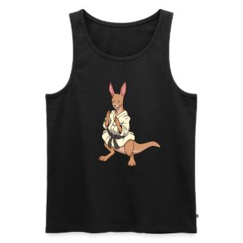 Comic Kangaroo makes judo - Men's Premium Organic Tank Top - black - Front - AI Model Male 178 light (178cm)