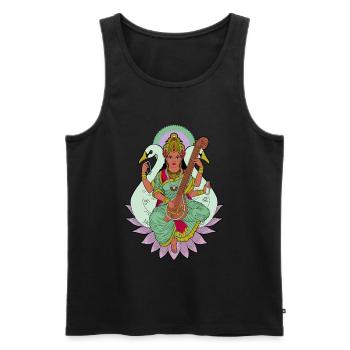 Dieu hindou - Saraswati - Débardeur bio Premium Homme - noir - Devant - AI Model Male 178 light (178cm)