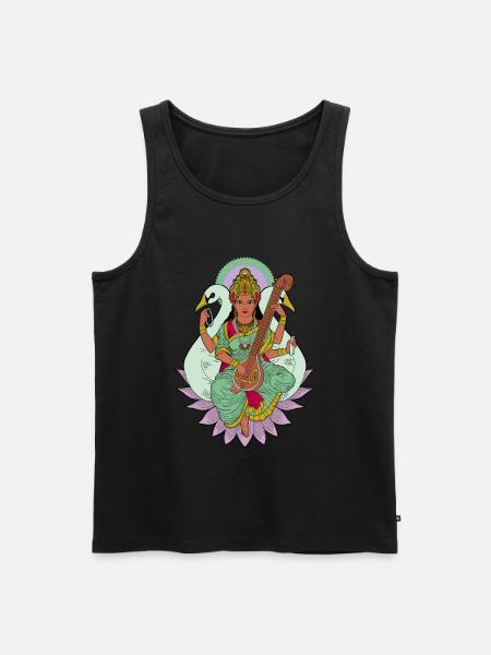 Hindu God - Saraswati - Men's Premium Organic Tank Top - black