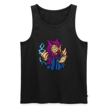 Wizard and magician - magical owl - Men's Premium Organic Tank Top - black - Front - AI Model Male 178 light (178cm)