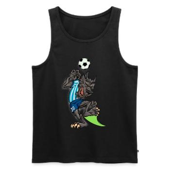 Comic Wolf plays football - Men's Premium Organic Tank Top - black - Front - Michal (187cm)