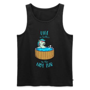 Einhorn im Pool - Life is better in the Hot Tub - Männer Premium Bio Tank Top - Schwarz - Vorne - Michal (187cm)