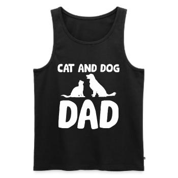 Chat et chien Papa Chats Chiens Animaux de compagnie Chat et - Débardeur bio Premium Homme - noir - Devant - Michal (187cm)
