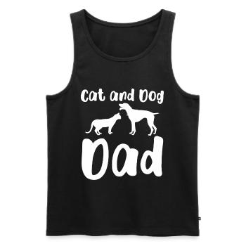 Chat et chien Papa Chats Chiens Animaux de compagnie Chat et - Débardeur bio Premium Homme - noir - Devant - Michal (187cm)
