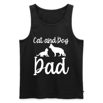 Chat et chien Papa Chats Chiens Animaux de compagnie Chat et - Débardeur bio Premium Homme - noir - Devant - Michal (187cm)