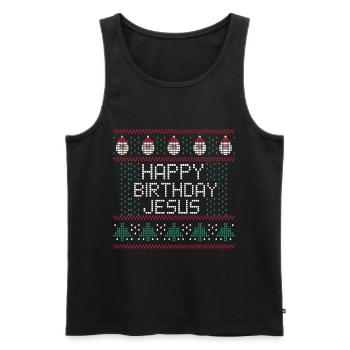 Happy Birthday Jesus Ugly Christmas - Débardeur bio Premium Homme - noir - Devant - Michal (187cm)