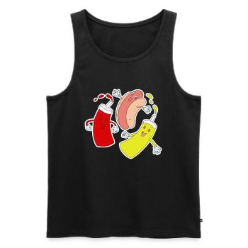 Hot Dog und Freunde Ketchup Senf - Männer Premium Bio Tank Top - Schwarz - Vorne - Michal (187cm)