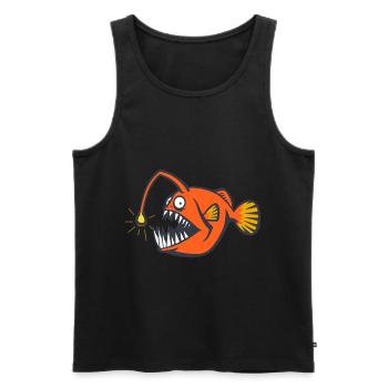 Poisson grenouille de haute mer. Poisson effrayant - Débardeur bio Premium Homme - noir - Devant - AI Model Male 178 light (178cm)