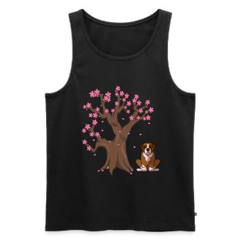 Boxer Dog Japanese Cherry Blossom Tree - Men's Premium Organic Tank Top - black - Front - Michal (187cm)