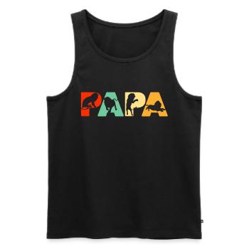 Retro Lion Dad Shirt, Funny Papa Lion Father Gift - Men's Premium Organic Tank Top - black - Front - Michal (187cm)
