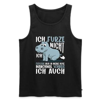 Pups Nilpferd | Ich Furze Nicht - flüstere in Hose - Männer Premium Bio Tank Top - Schwarz - Vorne - Michal (187cm)