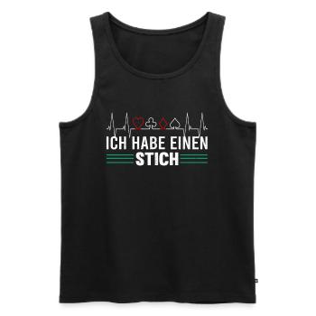 Skat Skatspieler Skatabend Stich Spruch Heartbeat - Männer Premium Bio Tank Top - Schwarz - Vorne - Michal (187cm)