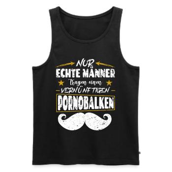 Pornobalken Schnauzer Schnurrbart Schnorres Bürste - Männer Premium Bio Tank Top - Schwarz - Vorne - AI Model Male 178 light (178cm)