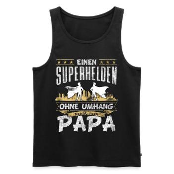 Superheld ohne Umhang Held Papa Vater Vatertag - Männer Premium Bio Tank Top - Schwarz - Vorne - Michal (187cm)