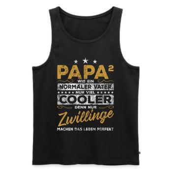 Vater Papa Zwillinge Zwillingspapa Geschenk - Männer Premium Bio Tank Top - Schwarz - Vorne - Michal (187cm)