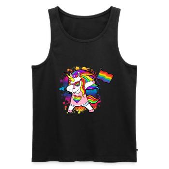 LGBT Lesbian Unicorn Rainbow Rainbow Flag - Men's Premium Organic Tank Top - black - Front - AI Model Male 178 light (178cm)