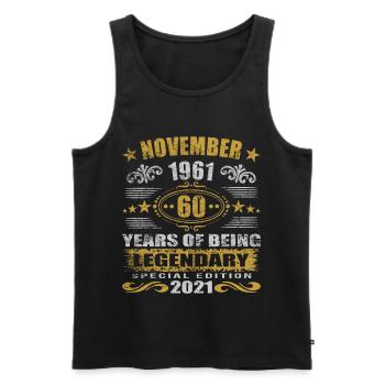 60th birthday November 1961 60 years legendary - Men's Premium Organic Tank Top - black - Front - AI Model Male 178 light (178cm)