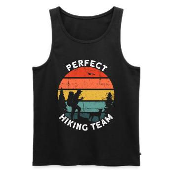 Wanderer Wandern Hiking Hund Dog Team Berge Alpen - Männer Premium Bio Tank Top - Schwarz - Vorne - Michal (187cm)