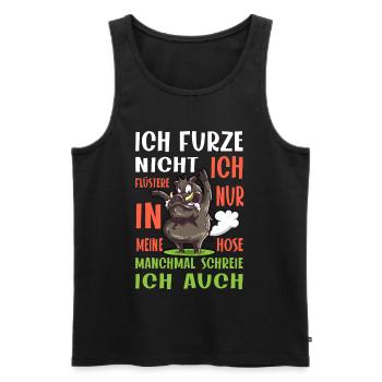 Furze Nicht Flüstere, Furzendes Pupsendes Schwein - Männer Premium Bio Tank Top - Schwarz - Vorne - Michal (187cm)