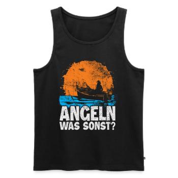 Angeln Fischen | Lustiges Angler - Männer Premium Bio Tank Top - Schwarz - Vorne - Michal (187cm)