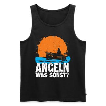 Angeln Fischen | Lustiges Angler - Männer Premium Bio Tank Top - Schwarz - Vorne - Michal (187cm)