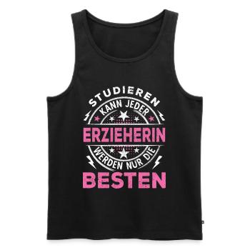 Erzieherin Lustiger Spruch Studieren kann jeder - Männer Premium Bio Tank Top - Schwarz - Vorne - Michal (187cm)