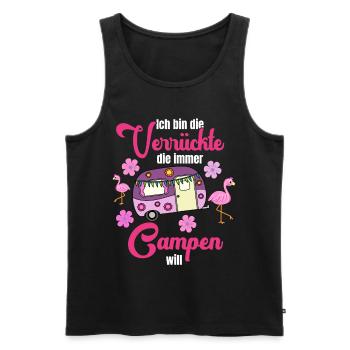 Camping Camperin Verrückte Flamingo Wohnwagen - Männer Premium Bio Tank Top - Schwarz - Vorne - Michal (187cm)