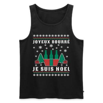 Noël humour joyeux bourré je suis Noel cadeau Noël - Débardeur bio Premium Homme - noir - Devant - Michal (187cm)
