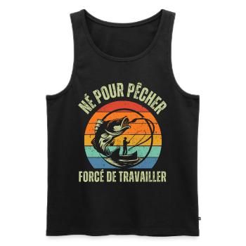 Né pour pêcher humour pêcheur cadeau pêche vintage - Débardeur bio Premium Homme - noir - Devant - Michal (187cm)