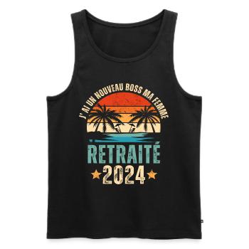 Retraité 2024 humour retraite cadeau pour retraité - Débardeur bio Premium Homme - noir - Devant - Michal (187cm)