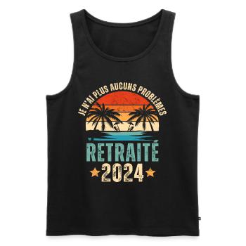 Retraité 2024 humour retraite cadeau pour retraité - Débardeur bio Premium Homme - noir - Devant - Michal (187cm)