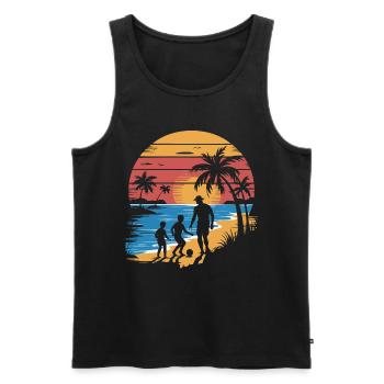 Father and 2 sons football holiday beach vintage - Men's Premium Organic Tank Top - black - Front - Michal (187cm)