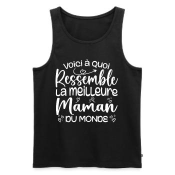 Cadeau Meilleure Maman du Monde Cadeau Super Maman - Débardeur bio Premium Homme - noir - Devant - Michal (187cm)