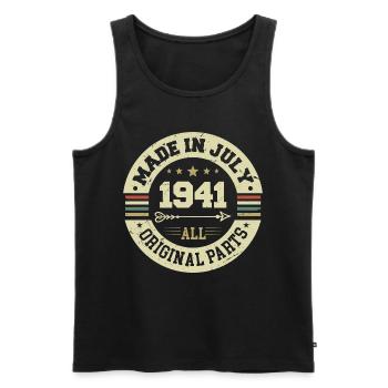 July 1941 Birthday Gift 1941 I Made in July - Men's Premium Organic Tank Top - black - Front - AI Model Male 178 light (178cm)