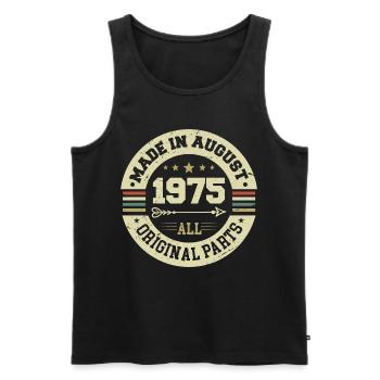 August 1975 Geburtstagsgeschenk August 1975 August - Männer Premium Bio Tank Top - Schwarz - Vorne - Michal (187cm)