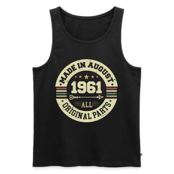 August 1961 Geburtstagsgeschenk August 1961 August - Männer Premium Bio Tank Top - Schwarz - Vorne - Michal (187cm)