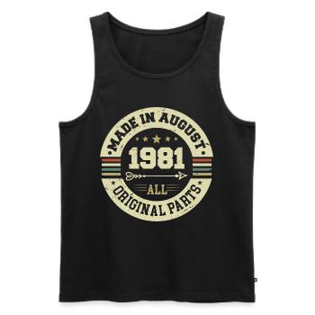 August 1981 Geburtstagsgeschenk August 1981 August - Männer Premium Bio Tank Top - Schwarz - Vorne - AI Model Male 178 light (178cm)
