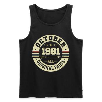 Legendary since October 1981 Birthday October 1981 - Men's Premium Organic Tank Top - black - Front - AI Model Male 178 light (178cm)