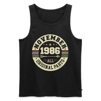 Millésime Novembre 1986 - Anniversaire Novembre 1986 - Débardeur bio Premium Homme - noir - Devant - Michal (187cm)