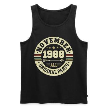 Millésime Novembre 1988 - Anniversaire Novembre 1988 - Débardeur bio Premium Homme - noir - Devant - Michal (187cm)