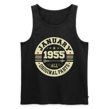January 1955 - Geburtstag im Januar 1955 - Männer Premium Bio Tank Top - Schwarz - Vorne - Michal (187cm)