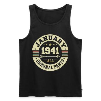 January 1941 - Geburtstag im Januar 1941 - Männer Premium Bio Tank Top - Schwarz - Vorne - Michal (187cm)