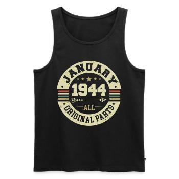 January 1944 - Geburtstag im Januar 1944 - Männer Premium Bio Tank Top - Schwarz - Vorne - Michal (187cm)