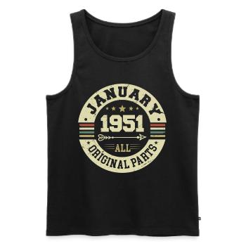 January 1951 - Geburtstag im Januar 1951 - Männer Premium Bio Tank Top - Schwarz - Vorne - Michal (187cm)