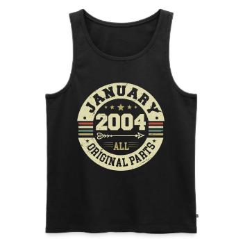 January 2004 - Birthday in January 2004 - Men's Premium Organic Tank Top - black - Front - AI Model Male 178 light (178cm)