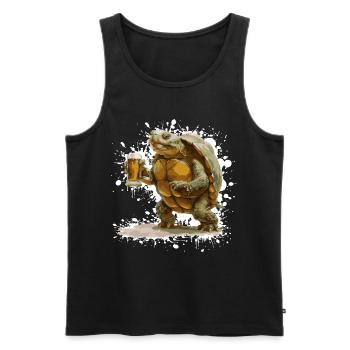 Turtle Beer Funny - Men's Premium Organic Tank Top - black - Front - Michal (187cm)