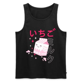 Lait fraise, Kawaii, Strawberry Milk - Débardeur bio Premium Homme - noir - Devant - AI Model Male 178 light (178cm)