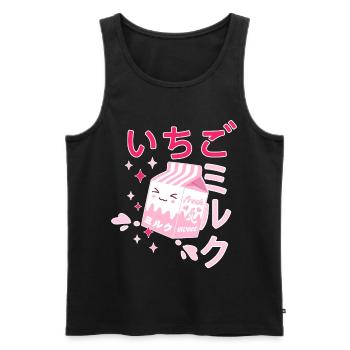 Lait fraise, Kawaii, Strawberry, Milk - Débardeur bio Premium Homme - noir - Devant - AI Model Male 178 light (178cm)